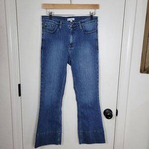Morrison Starlet Blue Boot Crop Jeans Mid Rise Size 28 Distressed Hem